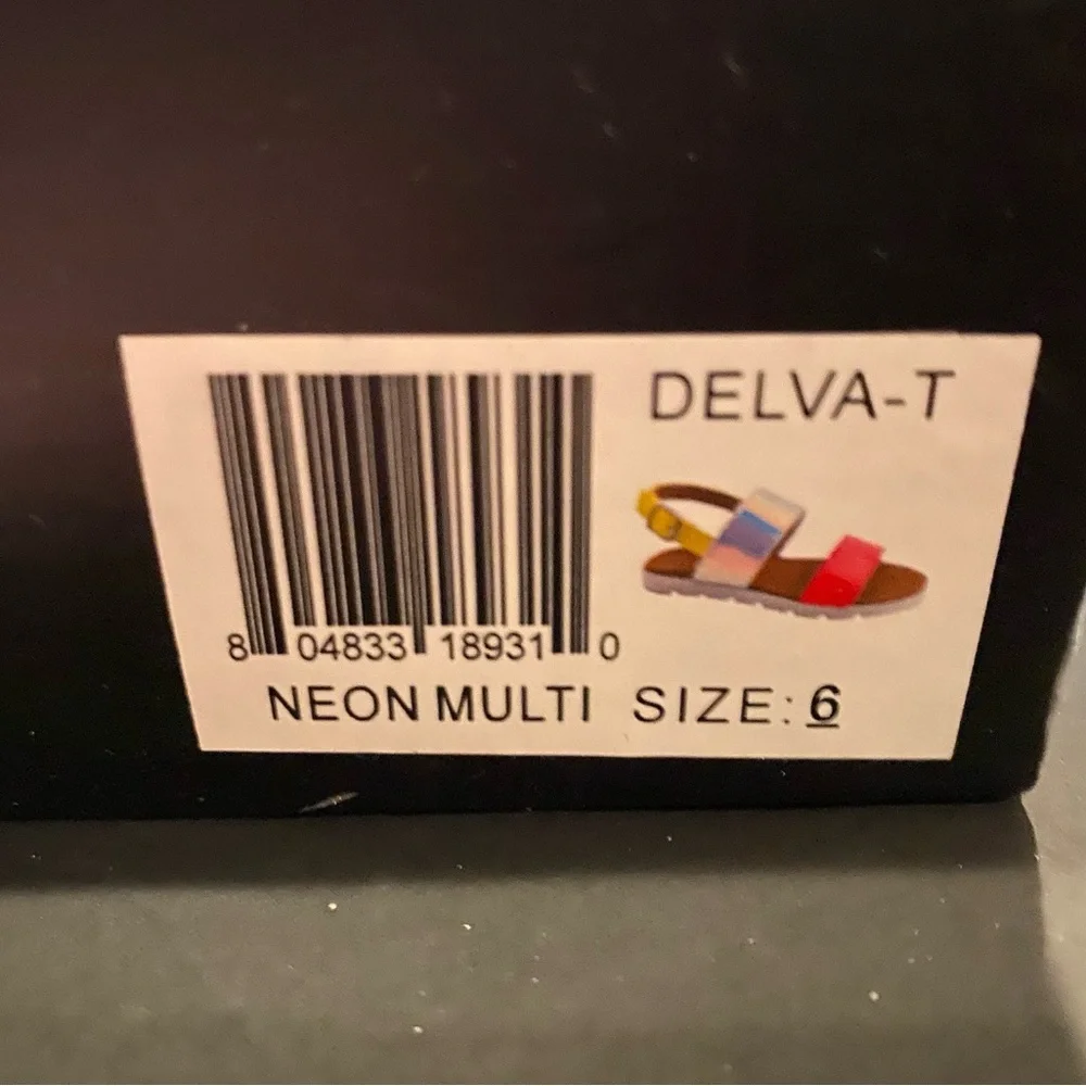 TAHARI Kids Neon Pink, Iridescent and yellow Sandals Size 6 - Picture 3 of 5